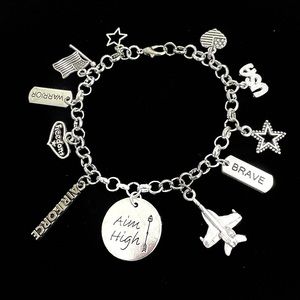 Air Force Charm Bracelet Aim High Basic Training Deployment Gift Military